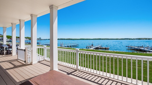 3555 Sellers Dr NE, Millersport, OH 43046 - wooden terrace with a water view and a dock