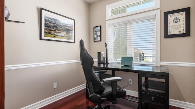 3555 Sellers Dr NE, Millersport, OH 43046 - office area featuring baseboards and wood finished floors