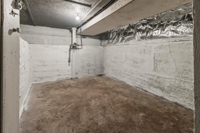 view of unfinished basement