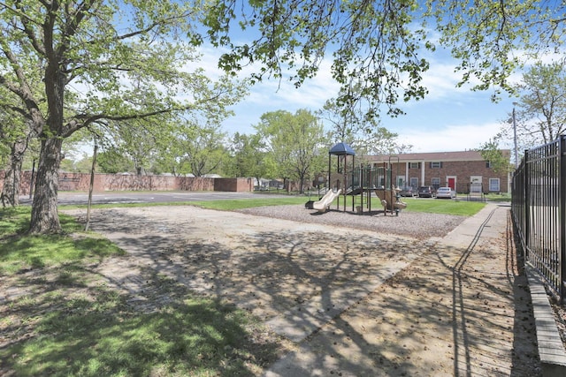 communal playground with fence