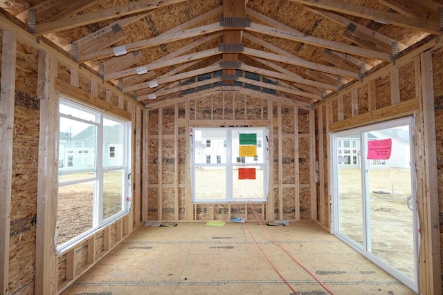 interior space featuring lofted ceiling