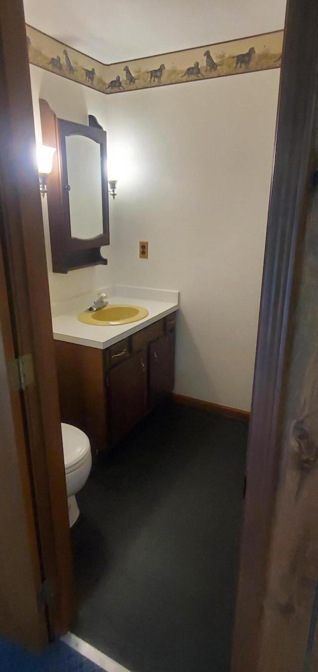 bathroom with toilet and vanity