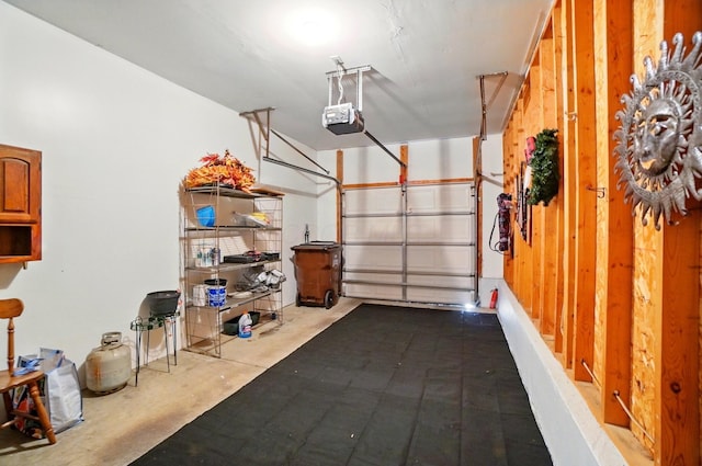 garage with a garage door opener