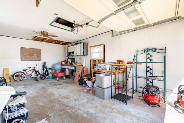 garage with a garage door opener