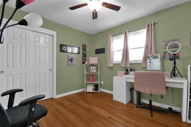 895 Janet Dr, Columbus, OH 43224 - office with baseboards, ceiling fan, and wood finished floors