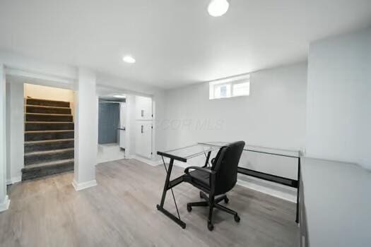 233 Girard Rd, Columbus, OH 43214 - home office featuring baseboards, recessed lighting, and wood finished floors
