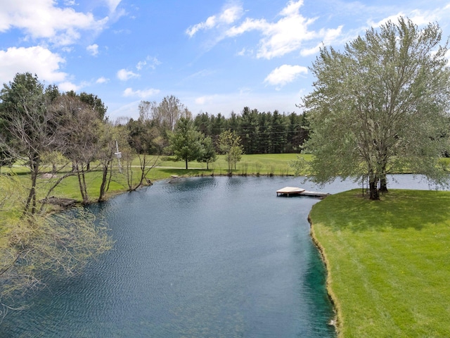 property view of water featuring a dock