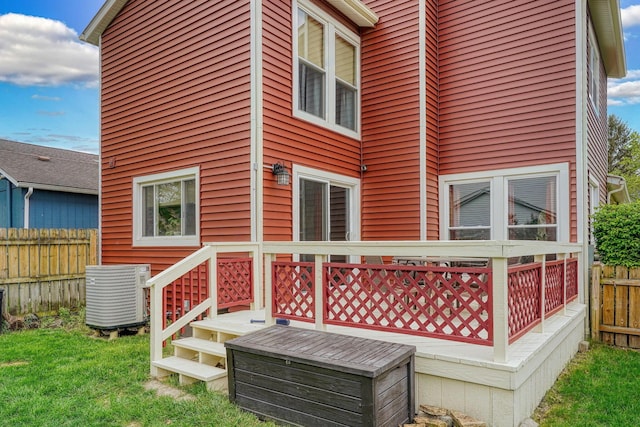 deck with fence and cooling unit