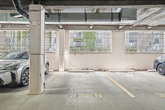 view of parking garage