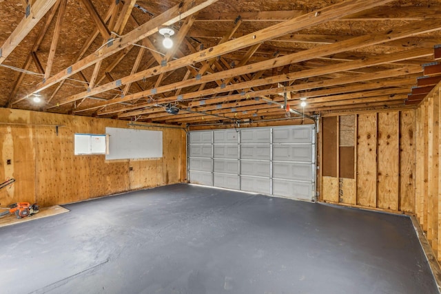 garage with a garage door opener