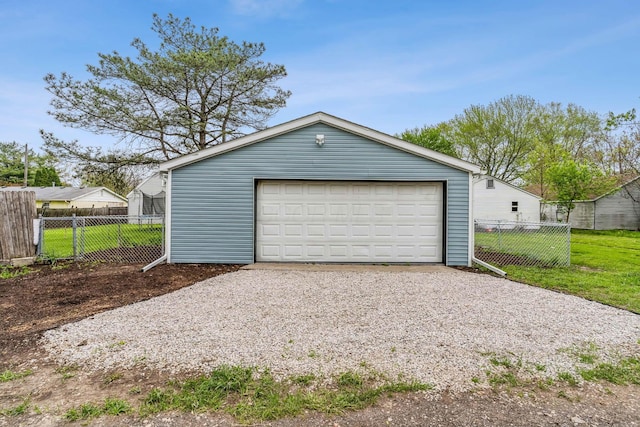 detached garage with fence