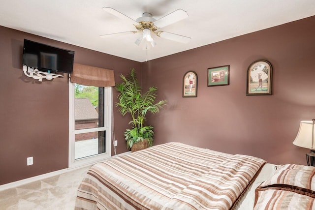 4917 Whistlewood Ln Unit 5, Westerville, OH 43081 - bedroom featuring a ceiling fan, baseboards, and light carpet