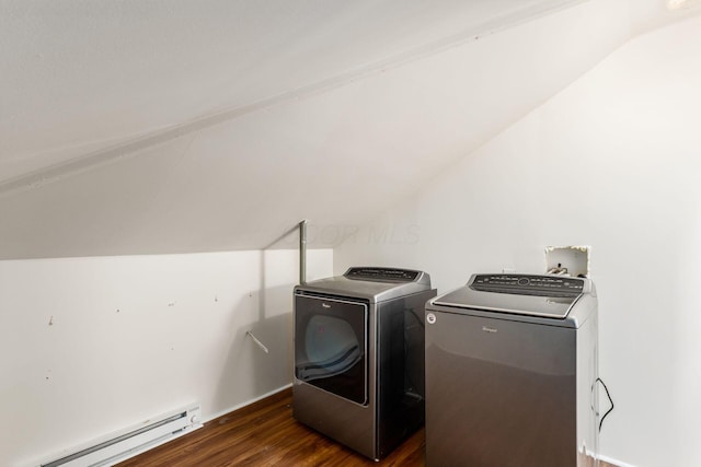 1800 Bryden Rd, Columbus, OH 43205 - washroom featuring baseboard heating, independent washer and dryer, and dark wood-style floors