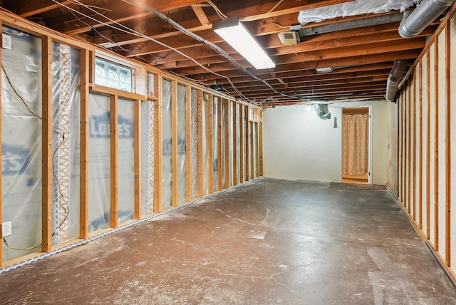 view of unfinished basement