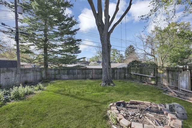view of yard with a fenced backyard
