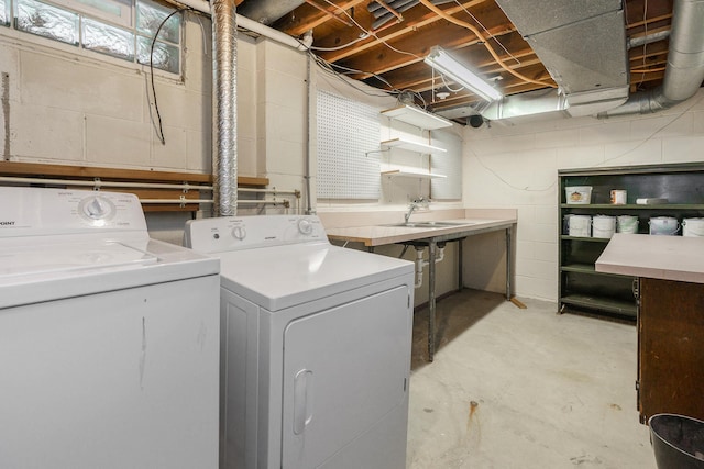 5308 Sharon Ave, Columbus, OH 43214 - laundry room with separate washer and dryer and concrete block wall
