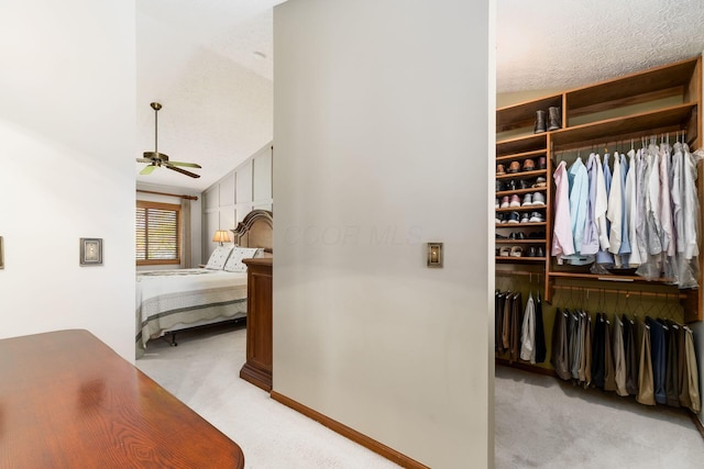 12385 Woodsfield Cir E, Pickerington, OH 43147 - bedroom featuring light colored carpet, a ceiling fan, vaulted ceiling, and a closet