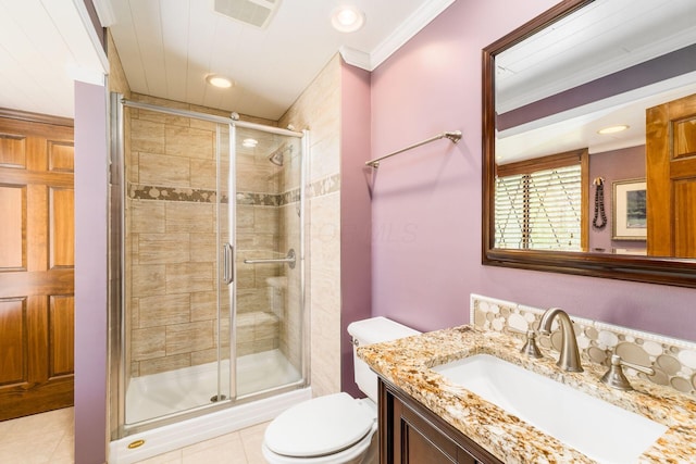 12385 Woodsfield Cir E, Pickerington, OH 43147 - bathroom featuring toilet, visible vents, a shower stall, and vanity