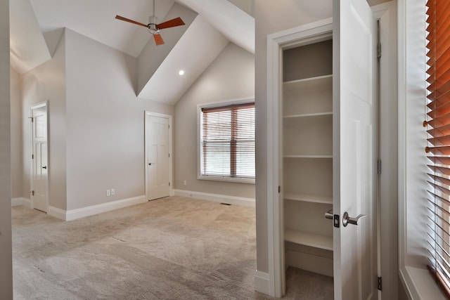 1012 Ewing Aly, Columbus, OH 43201 - interior space featuring baseboards, vaulted ceiling, and light carpet
