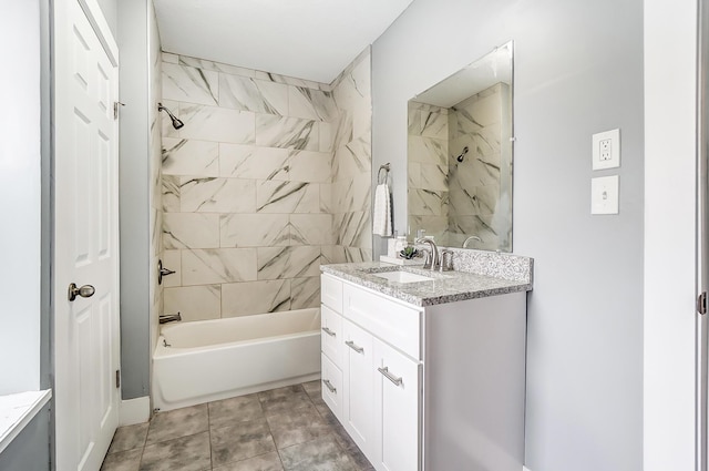 bathroom featuring vanity and bathing tub / shower combination