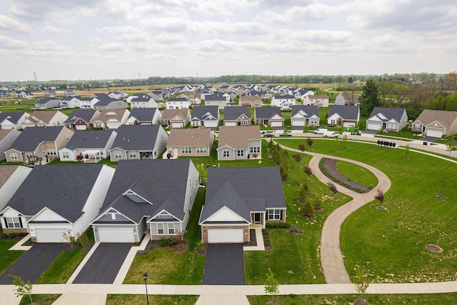 aerial view with a residential view