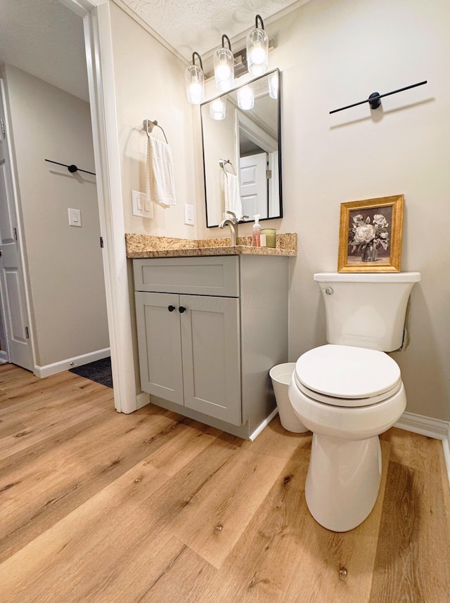 2462 Sanford Dr, Columbus, OH 43235 - bathroom with baseboards, wood finished floors, toilet, and vanity