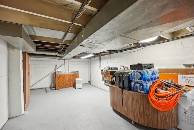 view of unfinished basement
