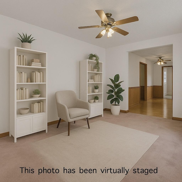 119 Highland Ave, Circleville, OH 43113 - living area with carpet and a ceiling fan