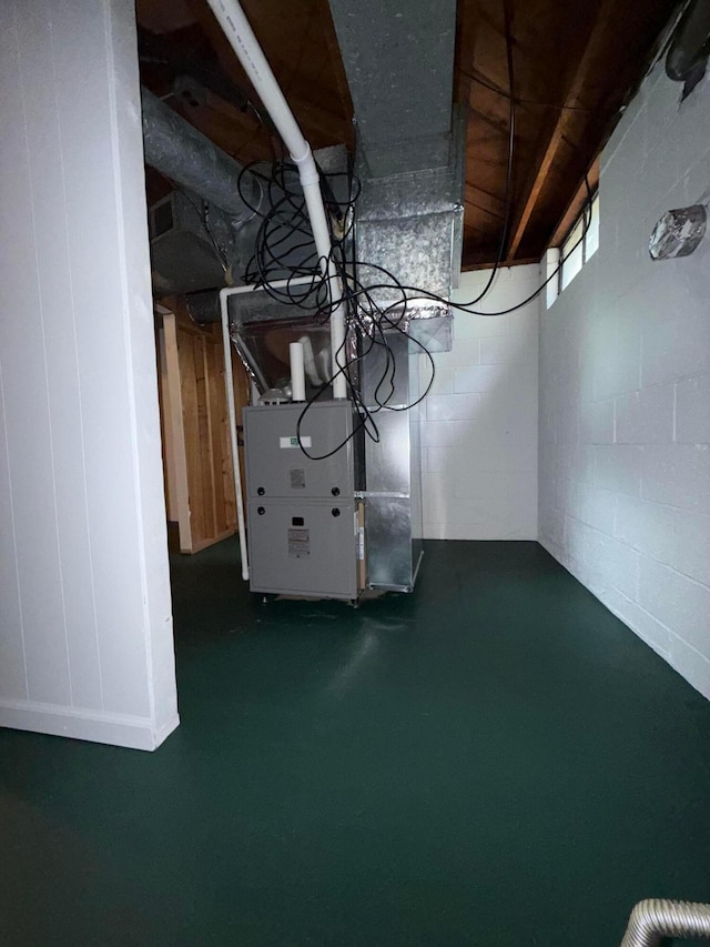 119 Highland Ave, Circleville, OH 43113 - basement with concrete block wall and heating unit