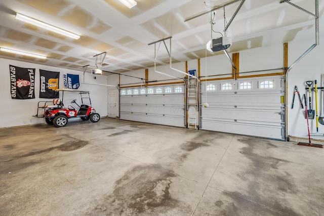 garage with a garage door opener