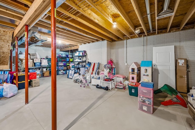 view of unfinished basement