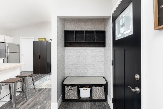 5756 Idana Ct, Westerville, OH 43081 - mudroom featuring lofted ceiling and wood finished floors