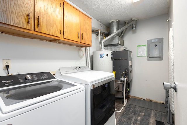 5756 Idana Ct, Westerville, OH 43081 - laundry area with cabinet space, separate washer and dryer, electric panel, water heater, and dark wood-style floors