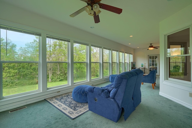 2051 River Rd, Delaware, OH 43015 - sunroom with carpet, baseboards, and recessed lighting