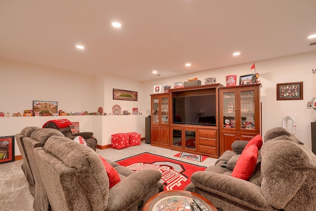 2051 River Rd, Delaware, OH 43015 - living area featuring light colored carpet and recessed lighting