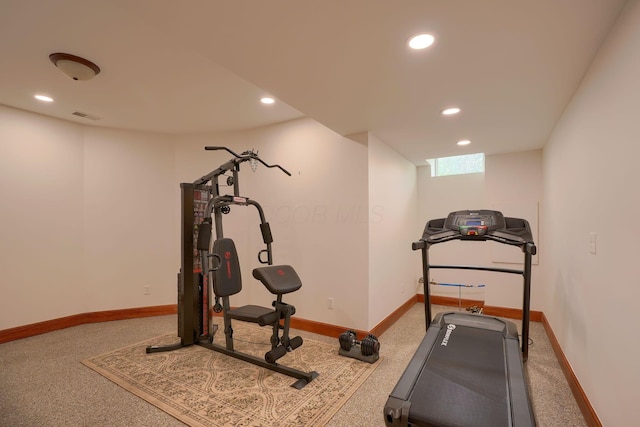 2051 River Rd, Delaware, OH 43015 - exercise room with carpet flooring, recessed lighting, and baseboards