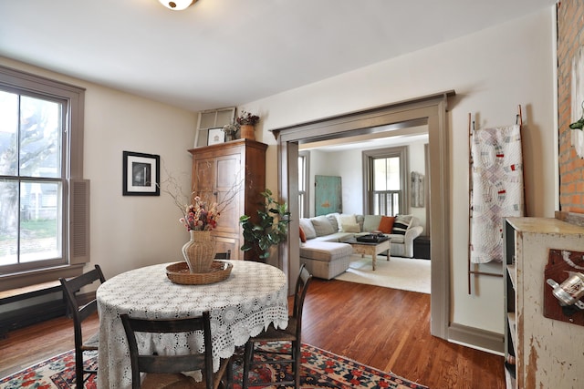 dining room with wood finished floors