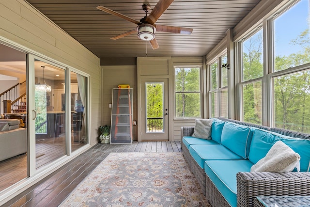 39403 State Route 689, Albany, OH 45710 - sunroom / solarium with an outdoor living space and a ceiling fan