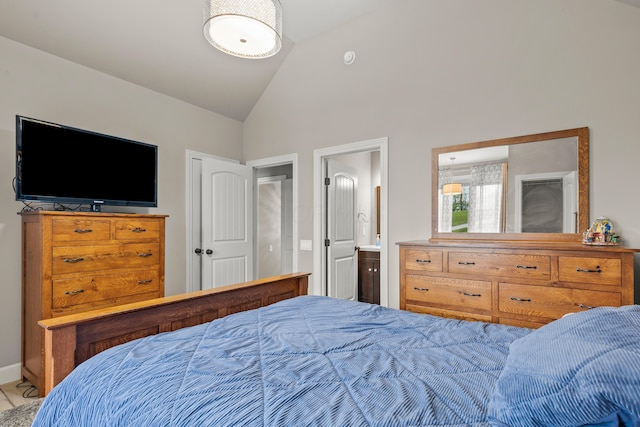 39403 State Route 689, Albany, OH 45710 - bedroom featuring high vaulted ceiling and ensuite bathroom