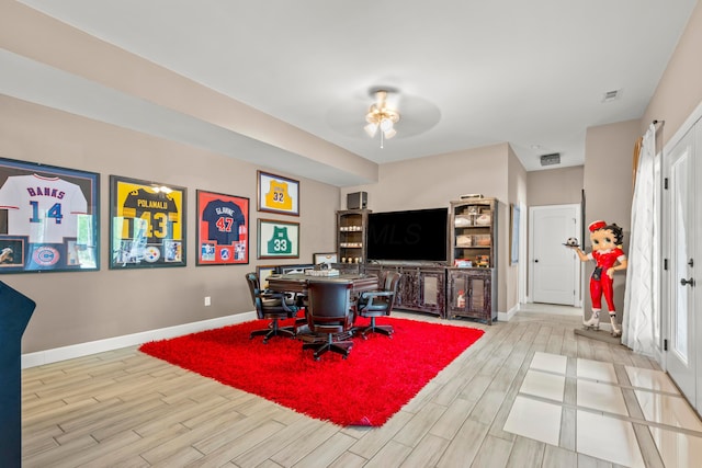 39403 State Route 689, Albany, OH 45710 - office space featuring wood finished floors, ceiling fan, and baseboards