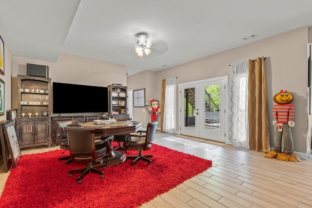 39403 State Route 689, Albany, OH 45710 - office with french doors, a ceiling fan, and wood finished floors