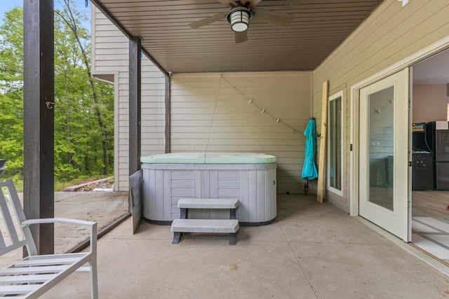 39403 State Route 689, Albany, OH 45710 - view of patio with a hot tub and ceiling fan
