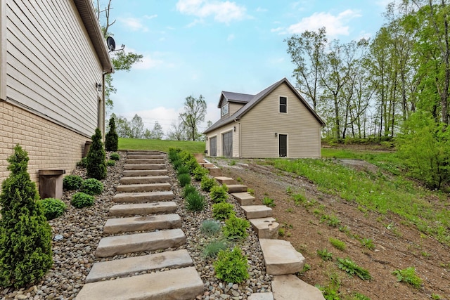 39403 State Route 689, Albany, OH 45710 - view of yard featuring stairs and a detached garage