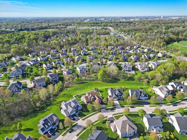 drone / aerial view with a residential view