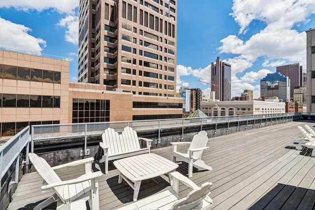 deck with a view of city