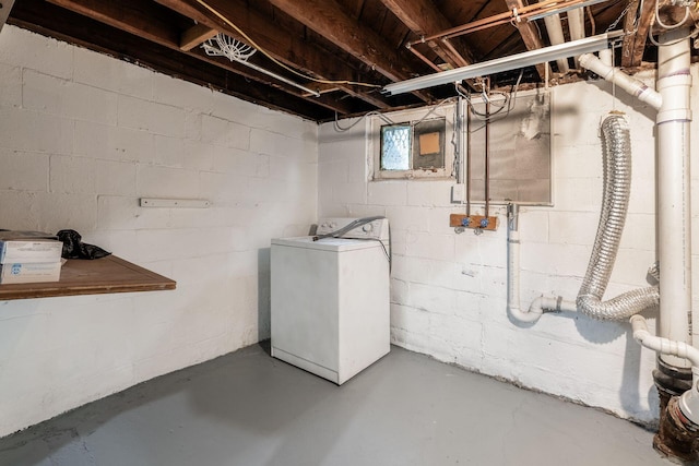 below grade area with washer / dryer