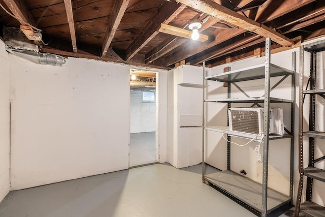 view of unfinished basement