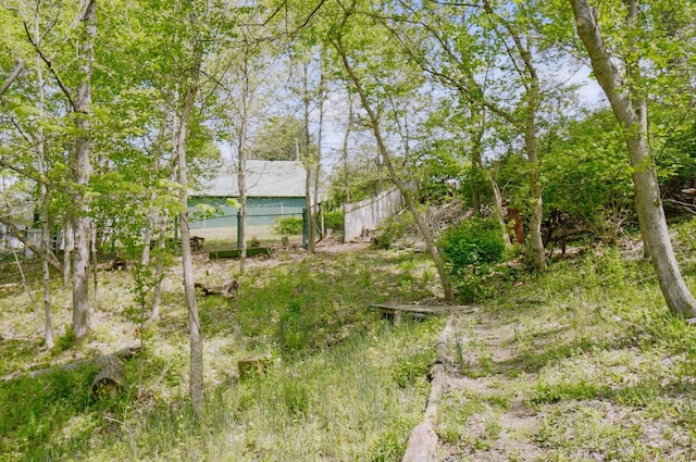 view of yard featuring fence