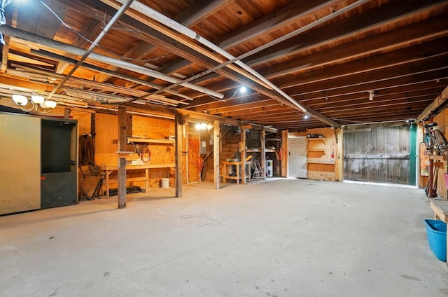 view of unfinished basement