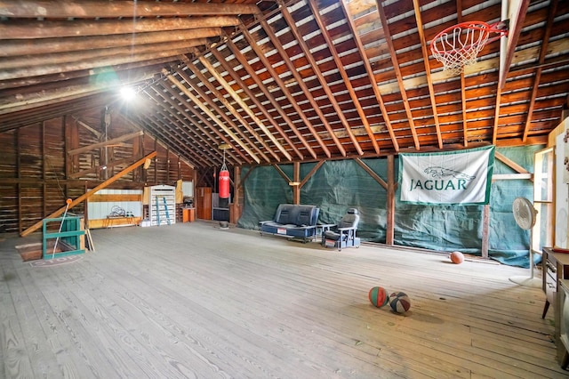 view of unfinished attic